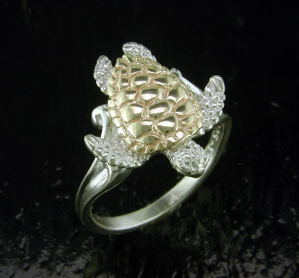 14K/SS Turtle Ring