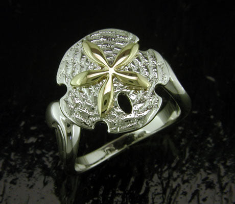 14K/SS Sand Dollar Ring