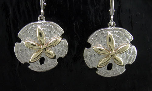 14K/SS Sand Dollar Leverback Earrings