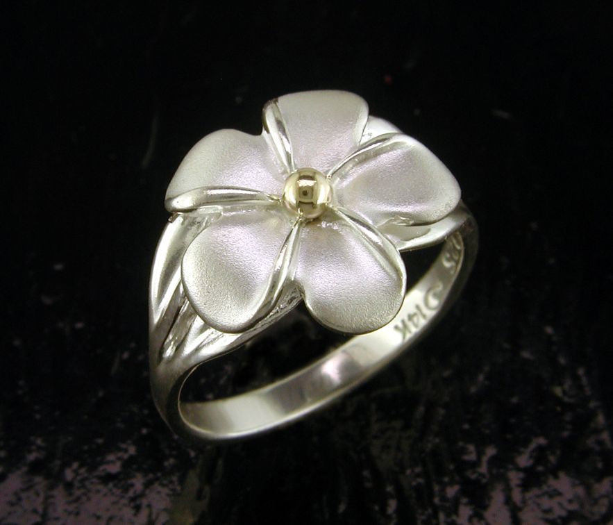 14K/SS Plumeria Ring