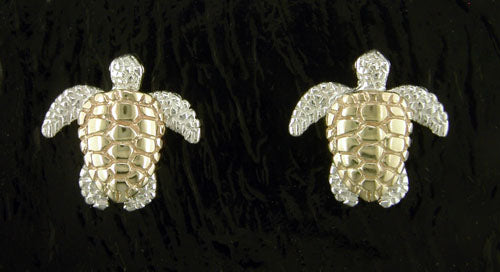 14k/SS Small Turtle Post Earring